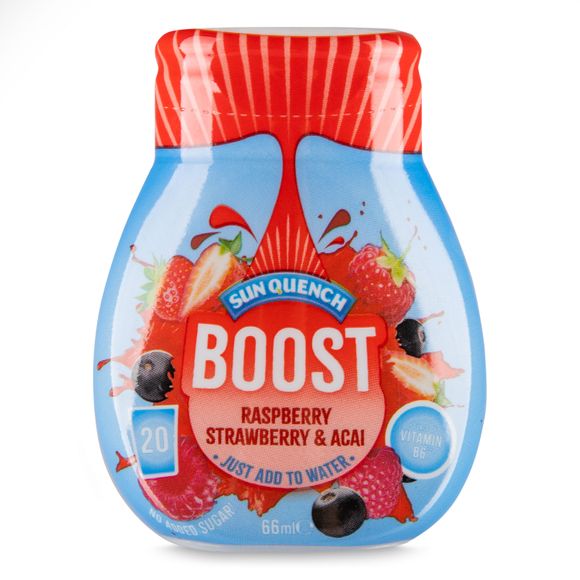 Sun Quench Boost Raspberry, Strawberry & Acai Flavoured Squash Drink 66ml